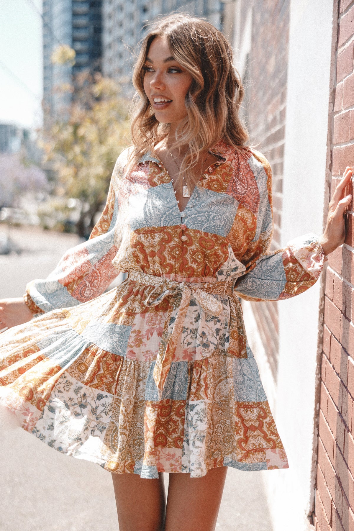 maxine velvet mini dress Silante Long Sleeve Mini Dress