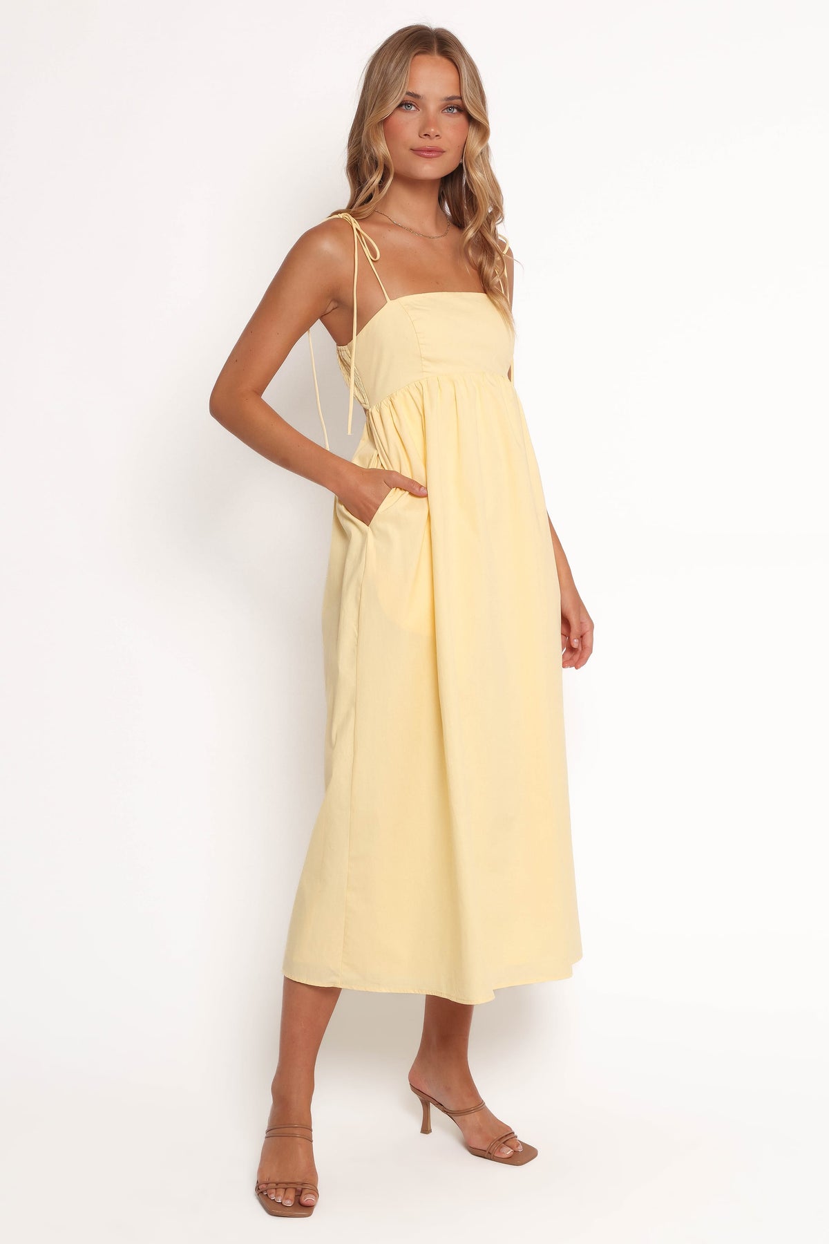 yellow white dress Petal and Pup Women's Simona Maxi Dress