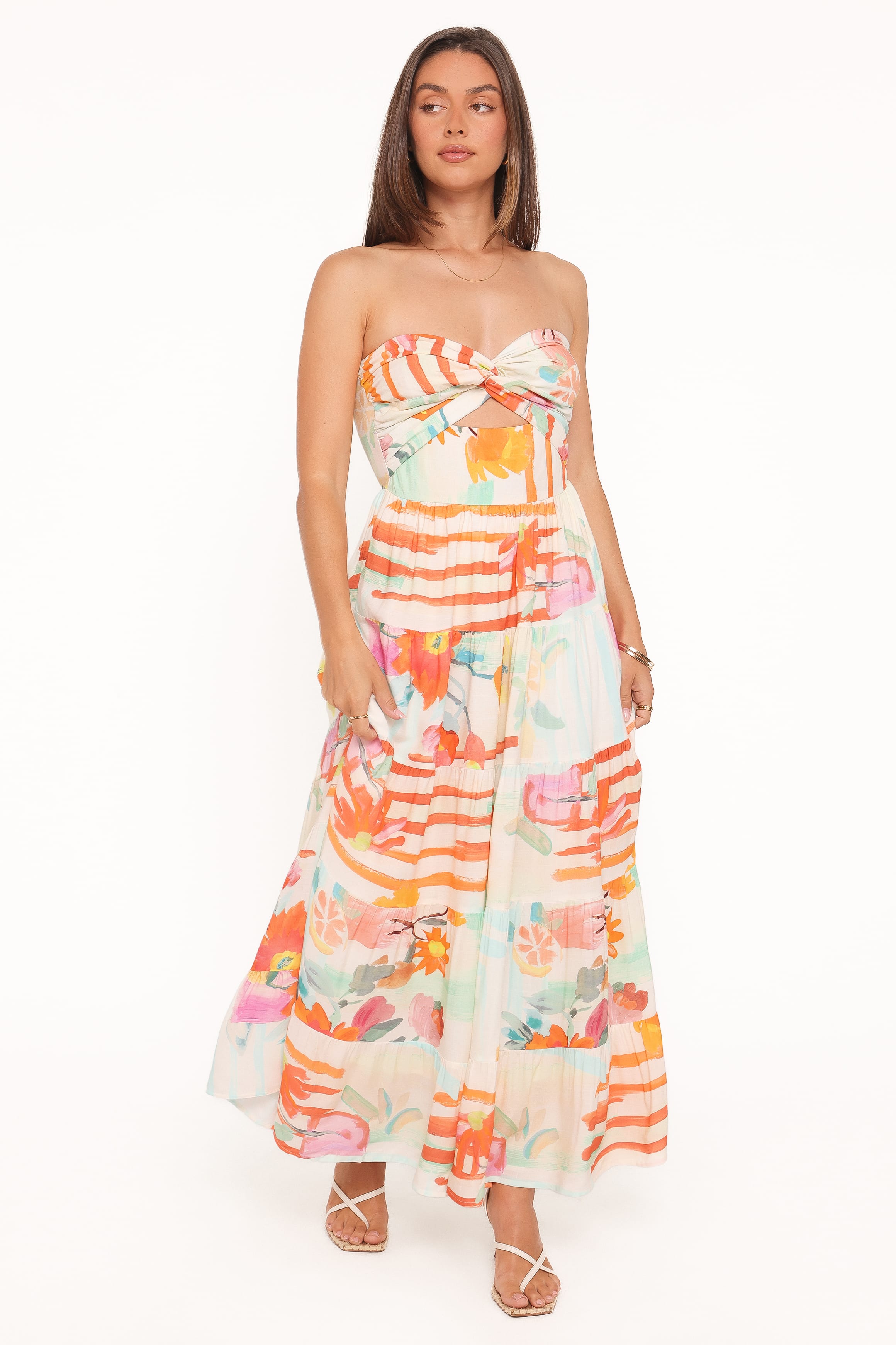 Petal and Pup USA DRESSES Sitara Strapless Midi Dress - Blue Alfresco Floral
