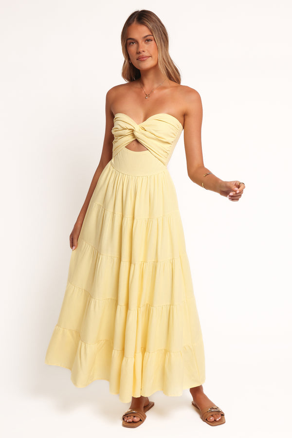 Petal and Pup USA DRESSES Sitara Strapless Midi Dress - Yellow