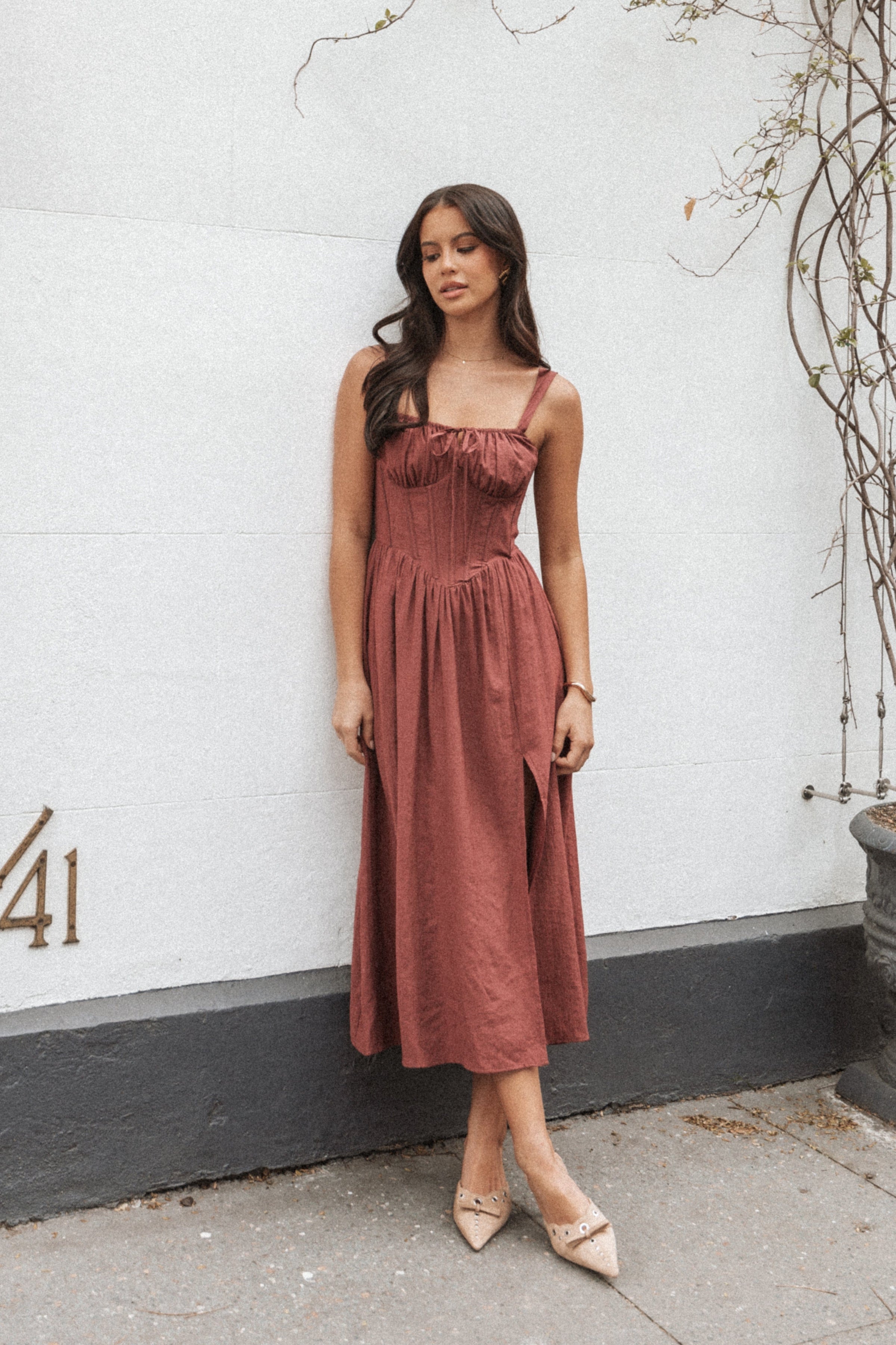 Sofie Midi Dress - Brick Sofie Midi Dress - Brick