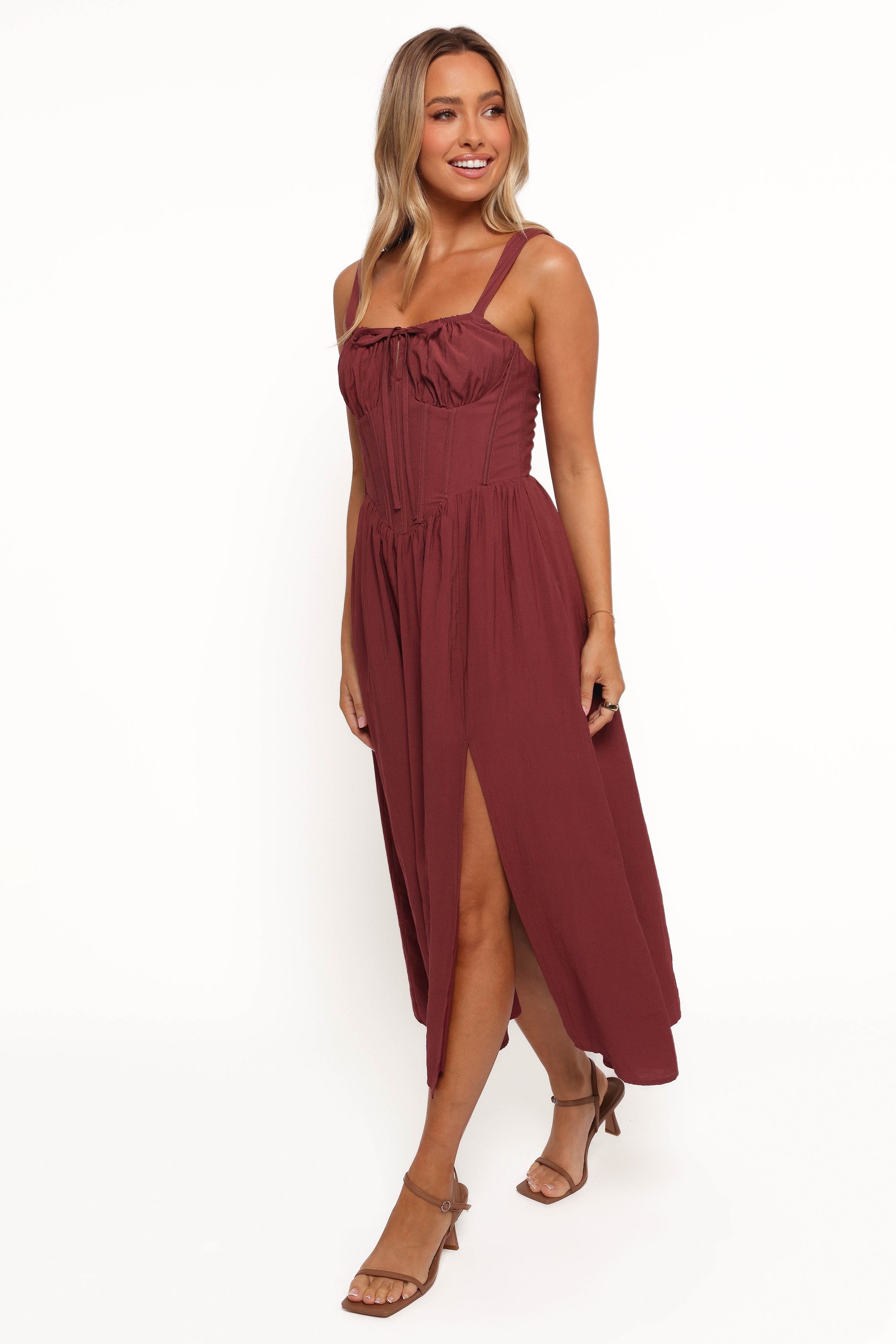 Petal and Pup USA DRESSES Sofie Midi Dress - Brick