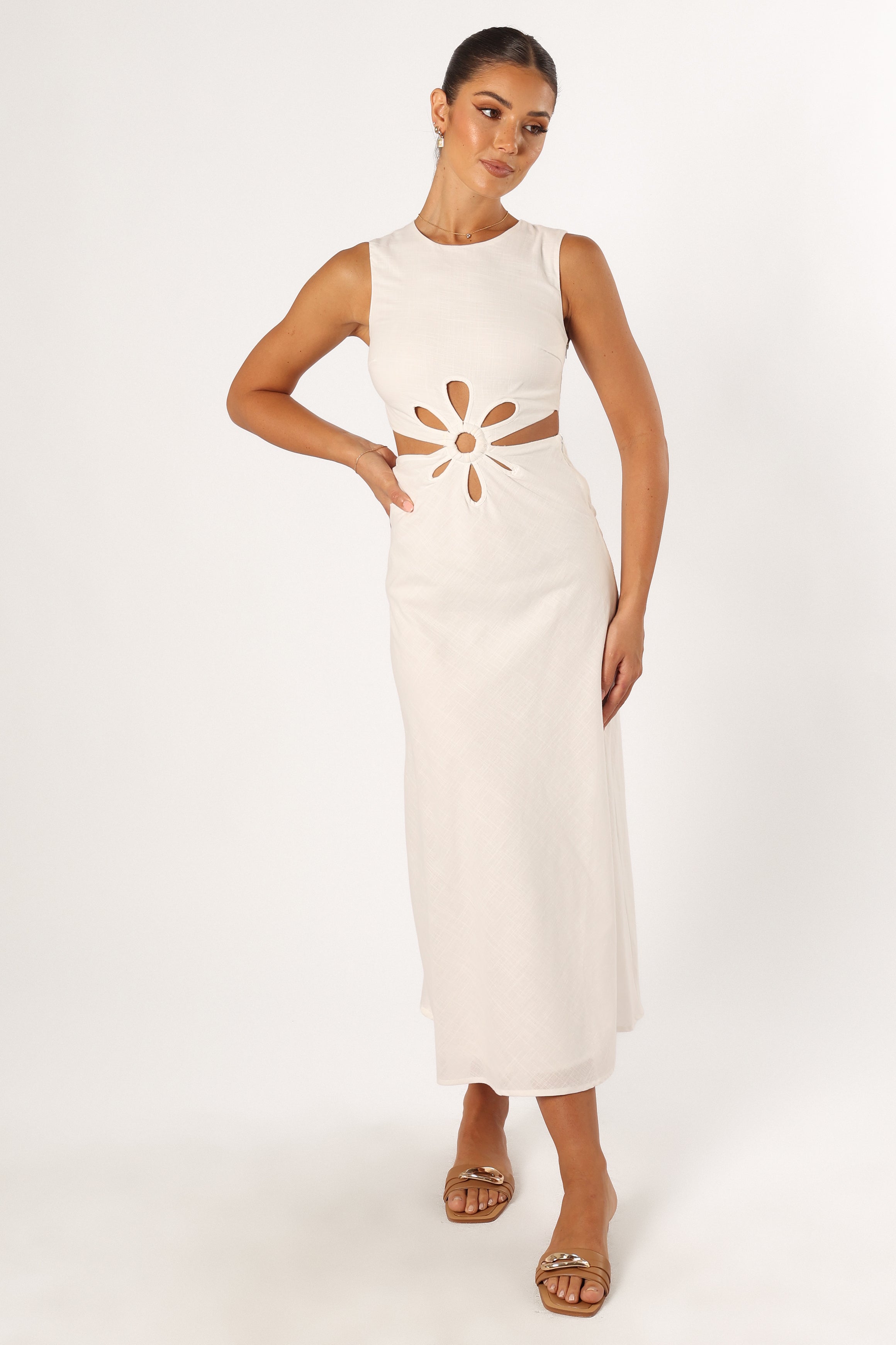 Petal and Pup USA DRESSES Sola Midi Dress - White
