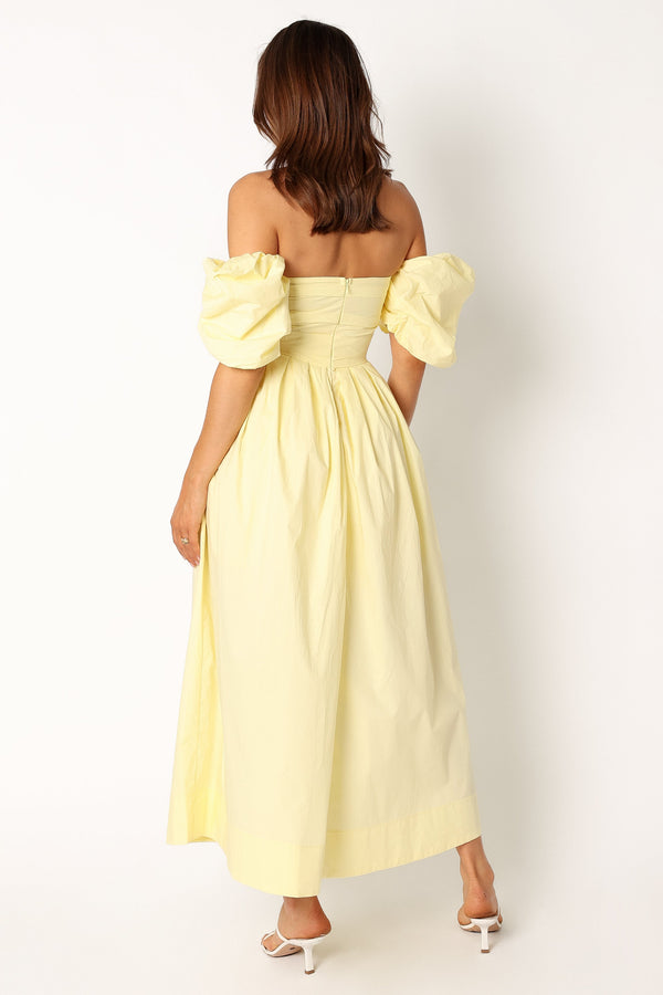 Petal and Pup USA DRESSES Solana Off Shoulder Midi Dress - Yellow