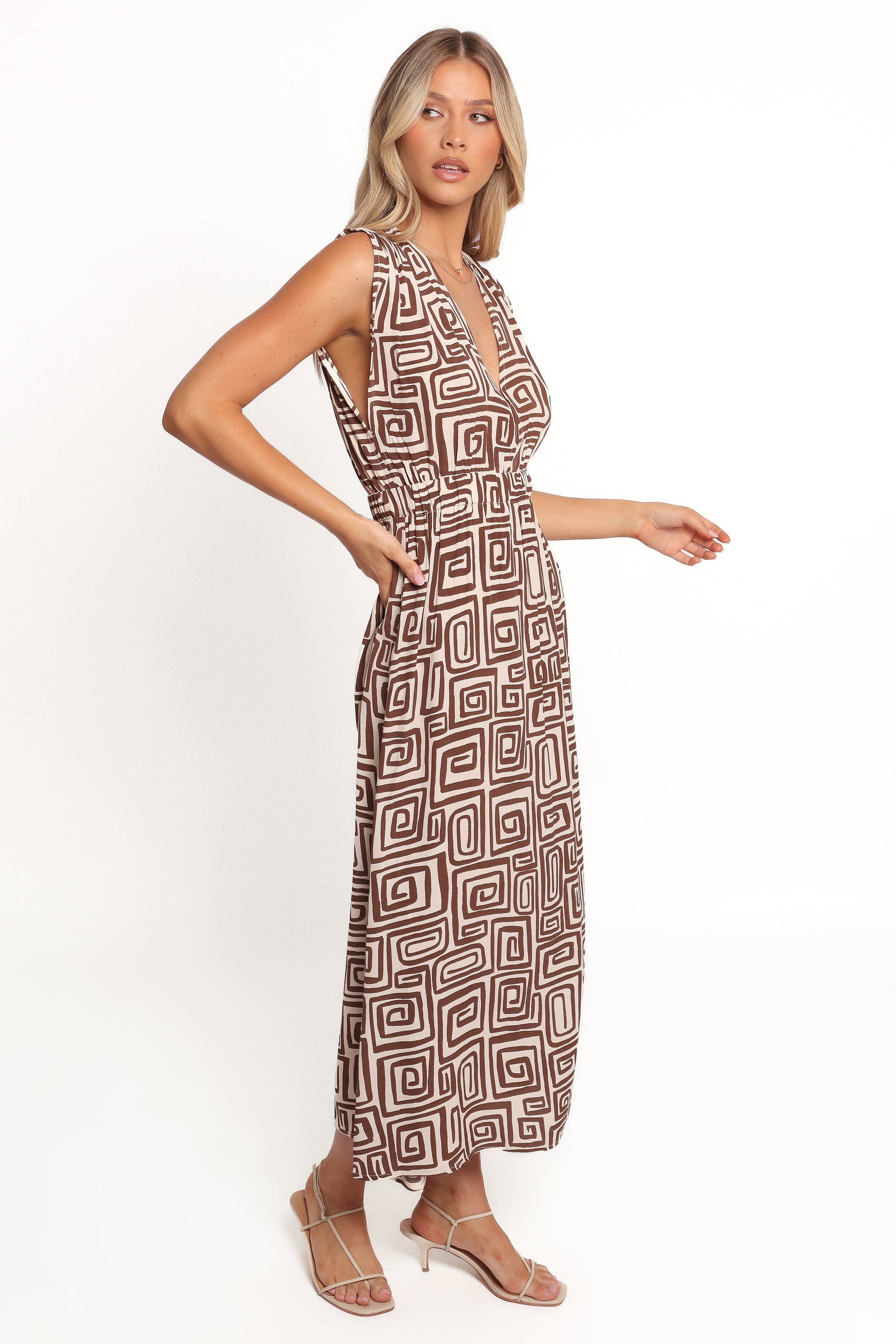 Petal and Pup USA DRESSES Solange Maxi Dress - Chocolate Brown Print (Hold for Rack)