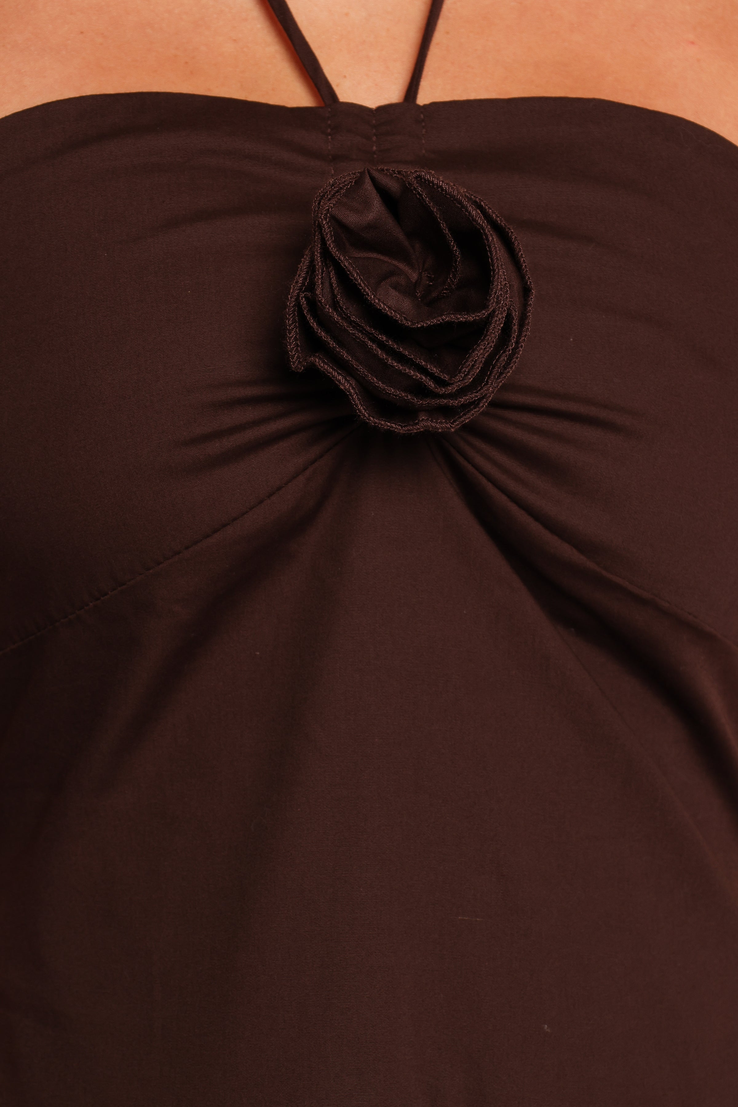 Petal and Pup USA DRESSES Soleila Halter Maxi Dress - Chocolate