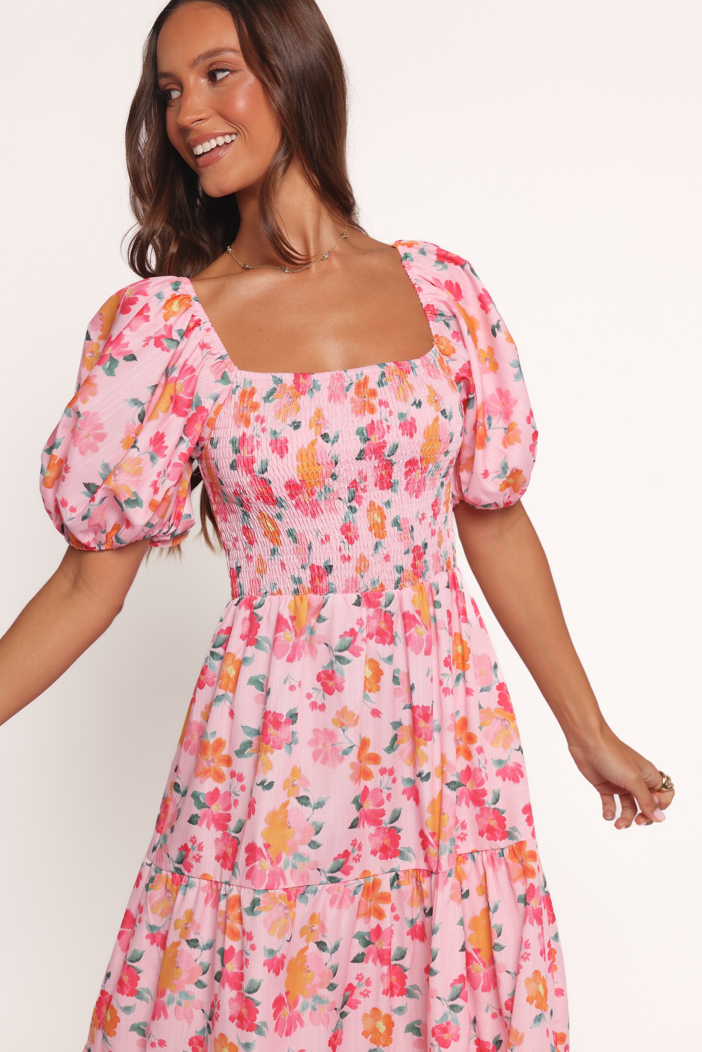 Petal and Pup USA DRESSES Soliel Midi Dress - Pink Floral