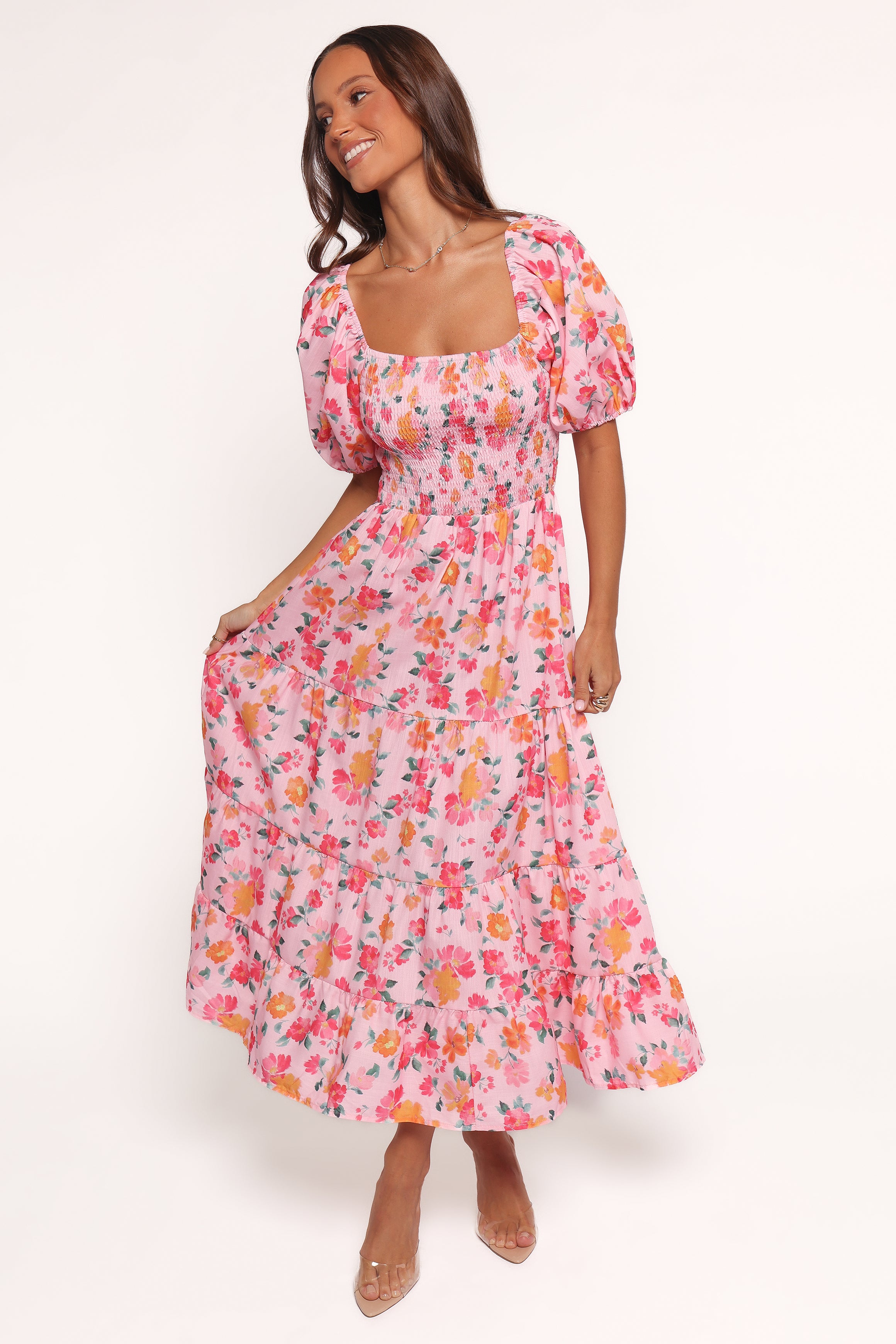 Petal and Pup USA DRESSES Soliel Midi Dress - Pink Floral