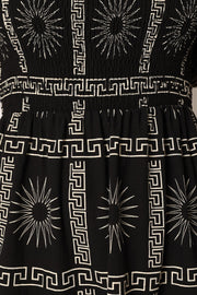 Petal and Pup USA DRESSES Soliel Puff Sleeve Midi Dress - Black Tan