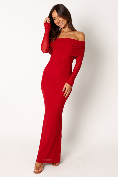 Red off the shoulder maxi Clearance