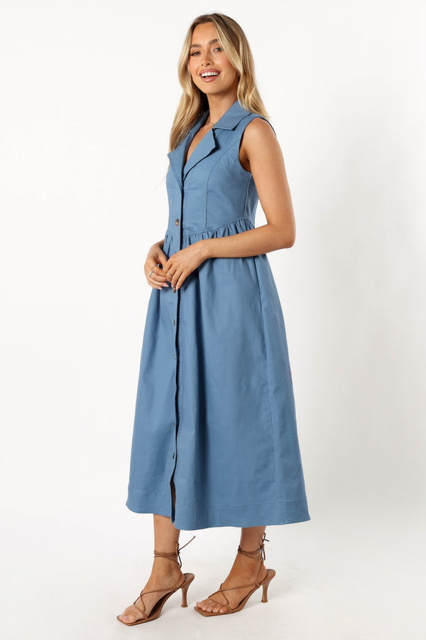 Petal and Pup USA DRESSES Sonja Midi Dress - Steel Blue