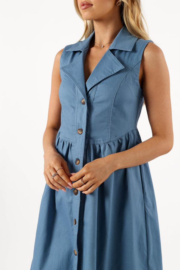 Petal and Pup USA DRESSES Sonja Midi Dress - Steel Blue