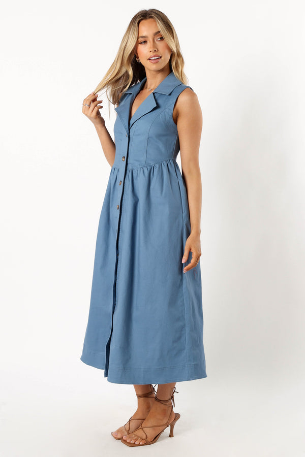 Petal and Pup USA DRESSES Sonja Midi Dress - Steel Blue