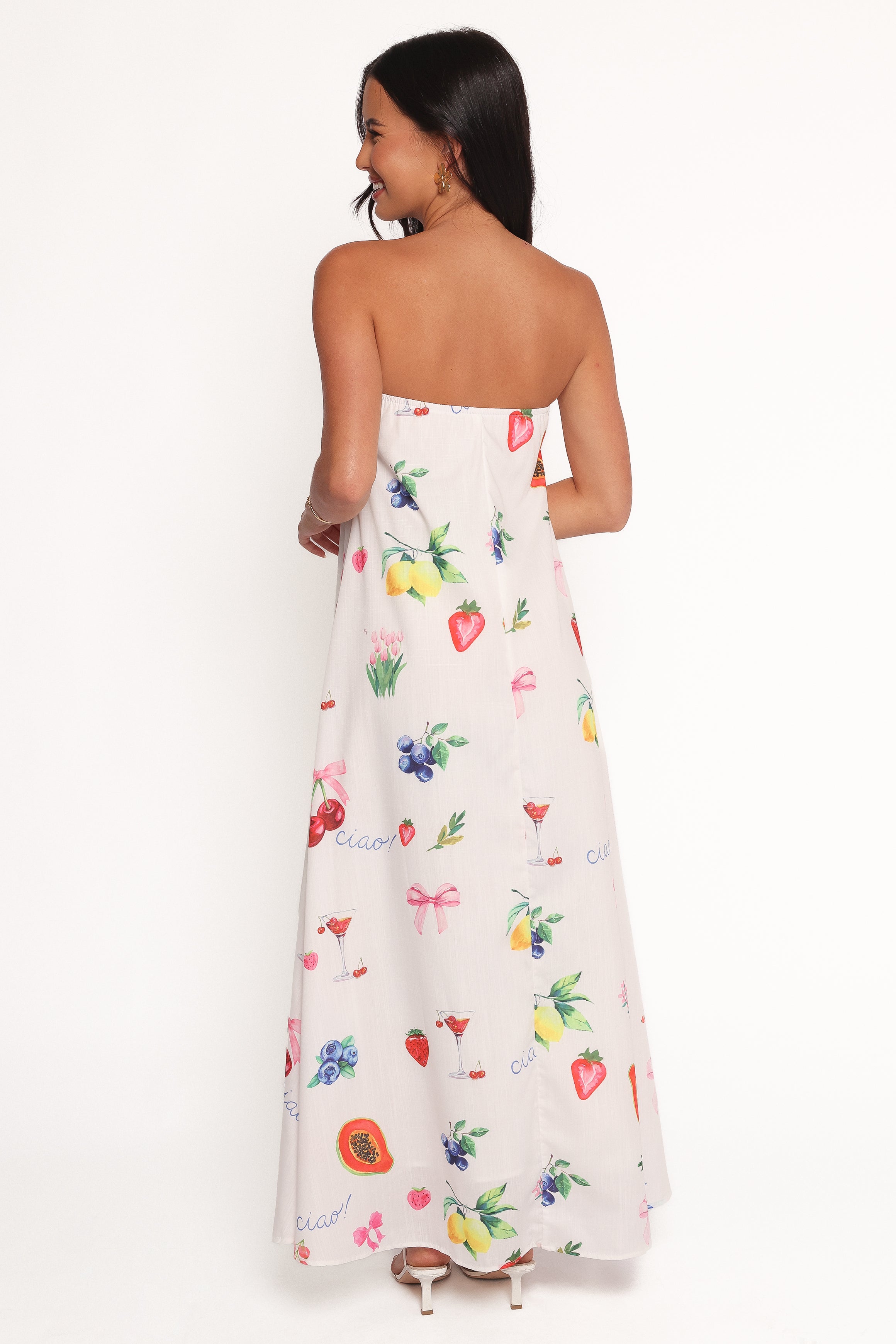 Petal and Pup USA DRESSES Soph Strapless Maxi Dress - Ciao Bow Print
