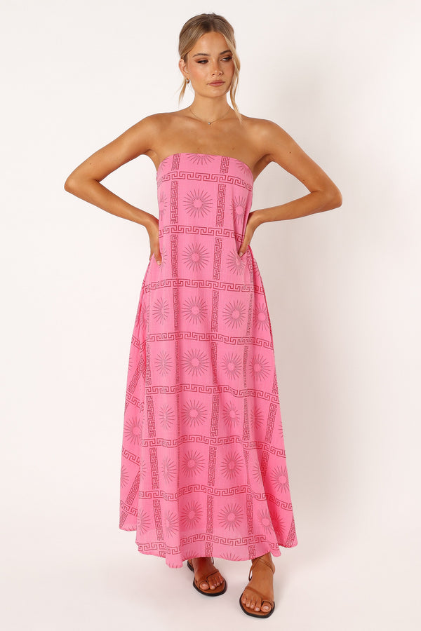 Petal and Pup USA DRESSES Soph Strapless Maxi Dress - Pink Red