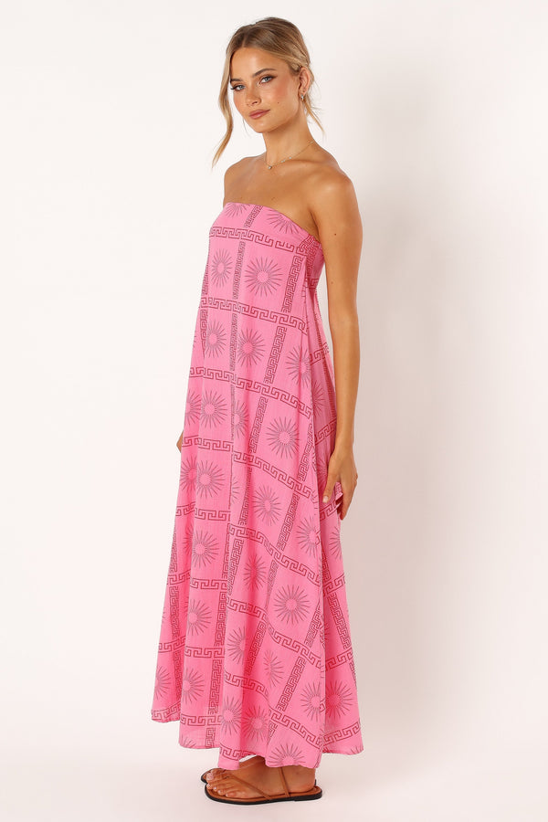 Petal and Pup USA DRESSES Soph Strapless Maxi Dress - Pink Red