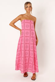 Petal and Pup USA DRESSES Soph Strapless Maxi Dress - Pink Red
