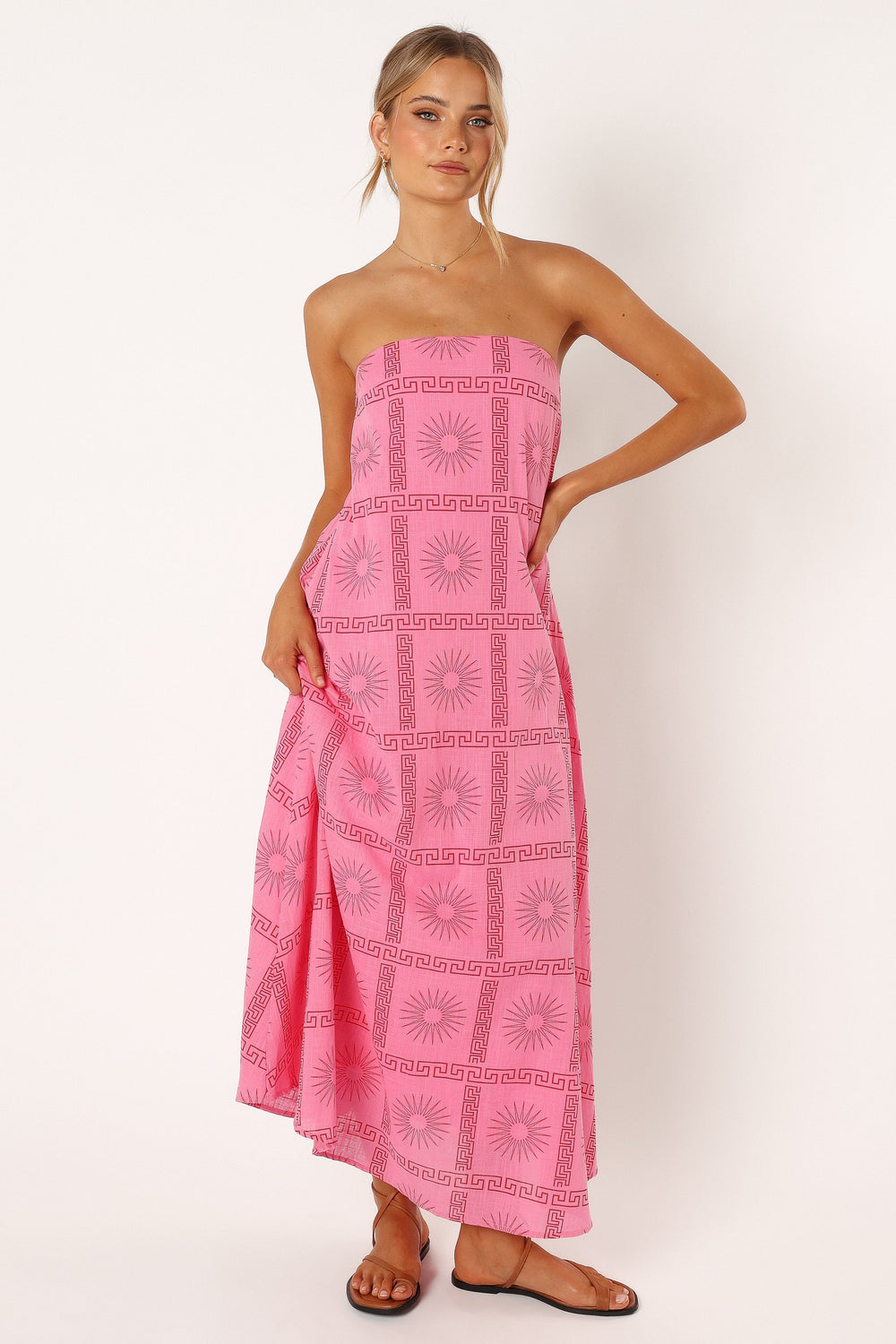 Petal and Pup USA DRESSES Soph Strapless Maxi Dress - Pink Red