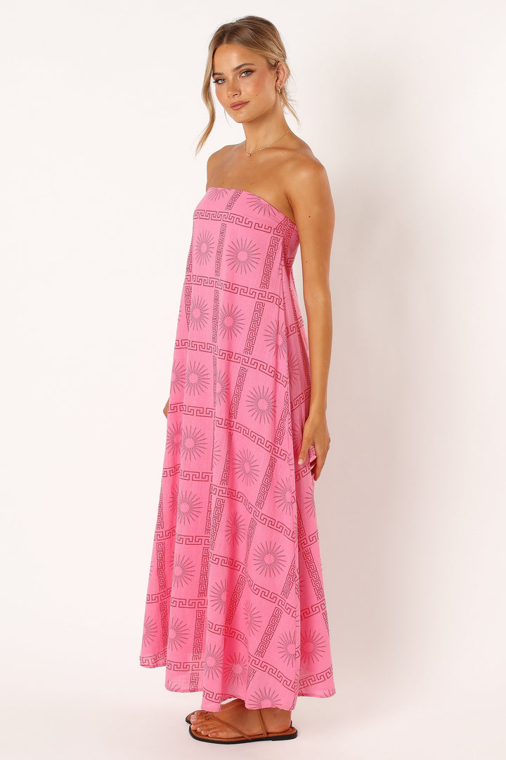 Soph Strapless Maxi Dress Pink Red Petal & Pup USA