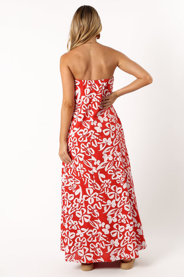 Petal and Pup USA DRESSES Soph Strapless Maxi Dress - Red Floral