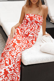 Petal and Pup USA DRESSES Soph Strapless Maxi Dress - Red Floral