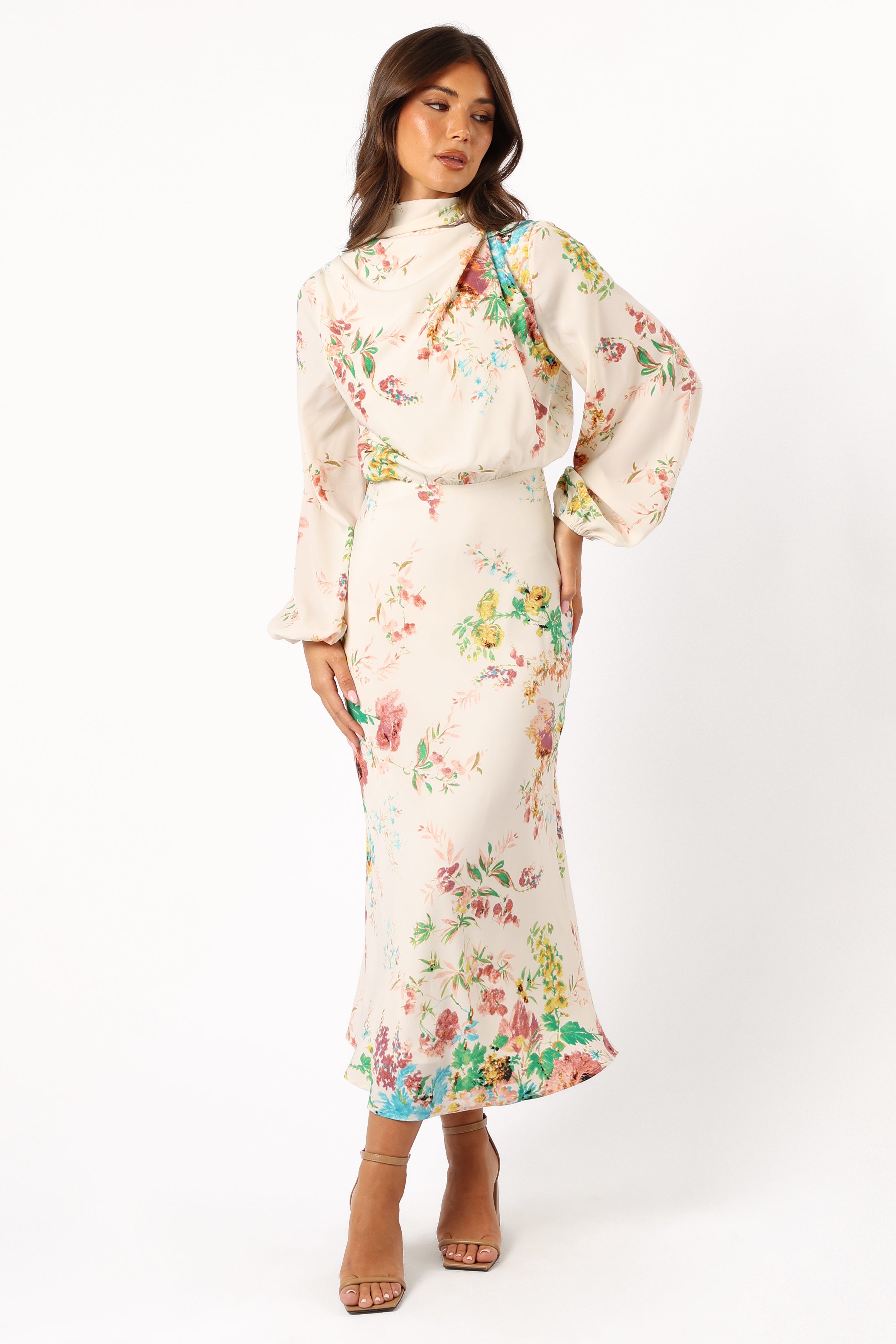 Petal and Pup USA DRESSES Sophia Long Sleeve Dress - White Floral