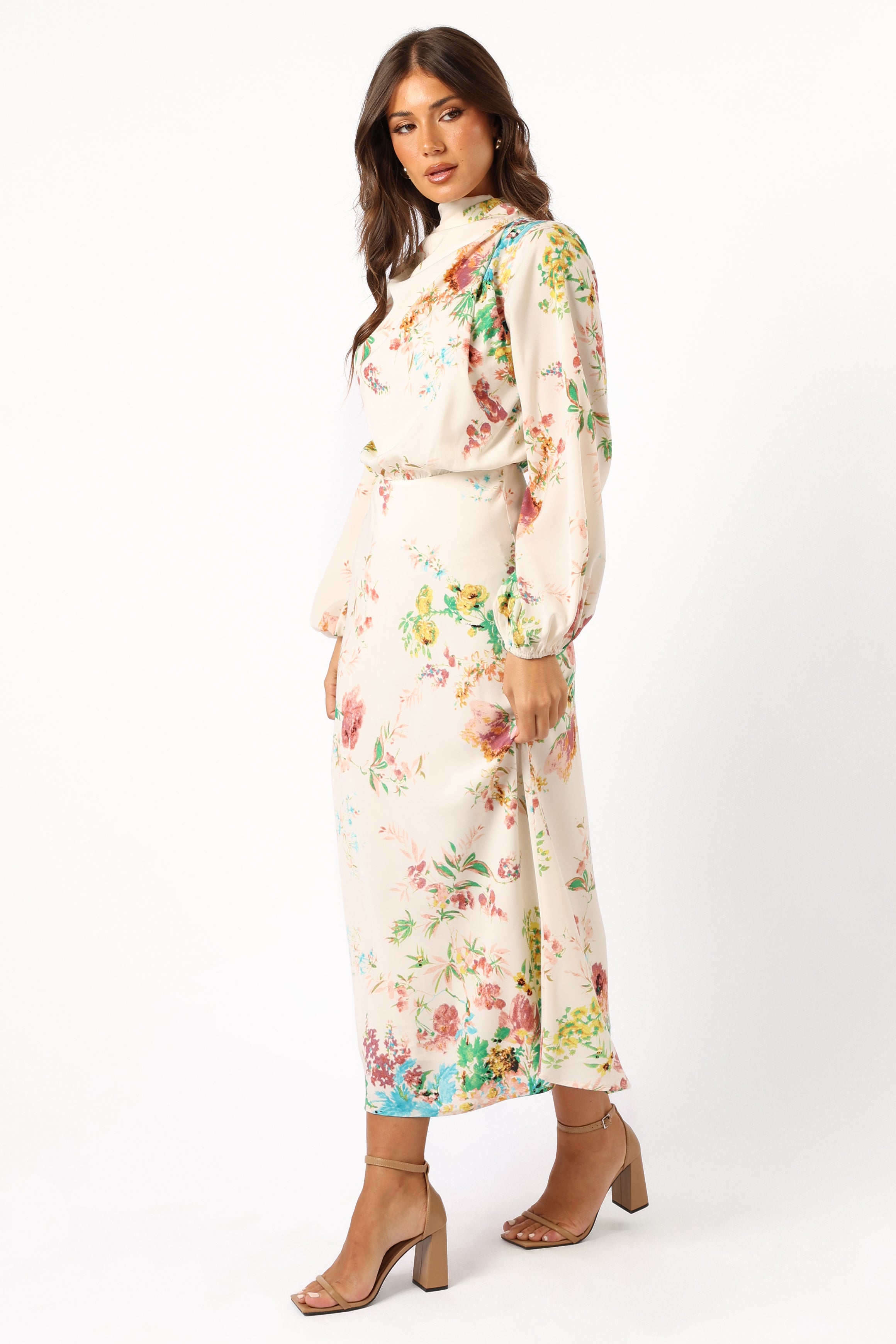 Petal and Pup USA DRESSES Sophia Long Sleeve Dress - White Floral
