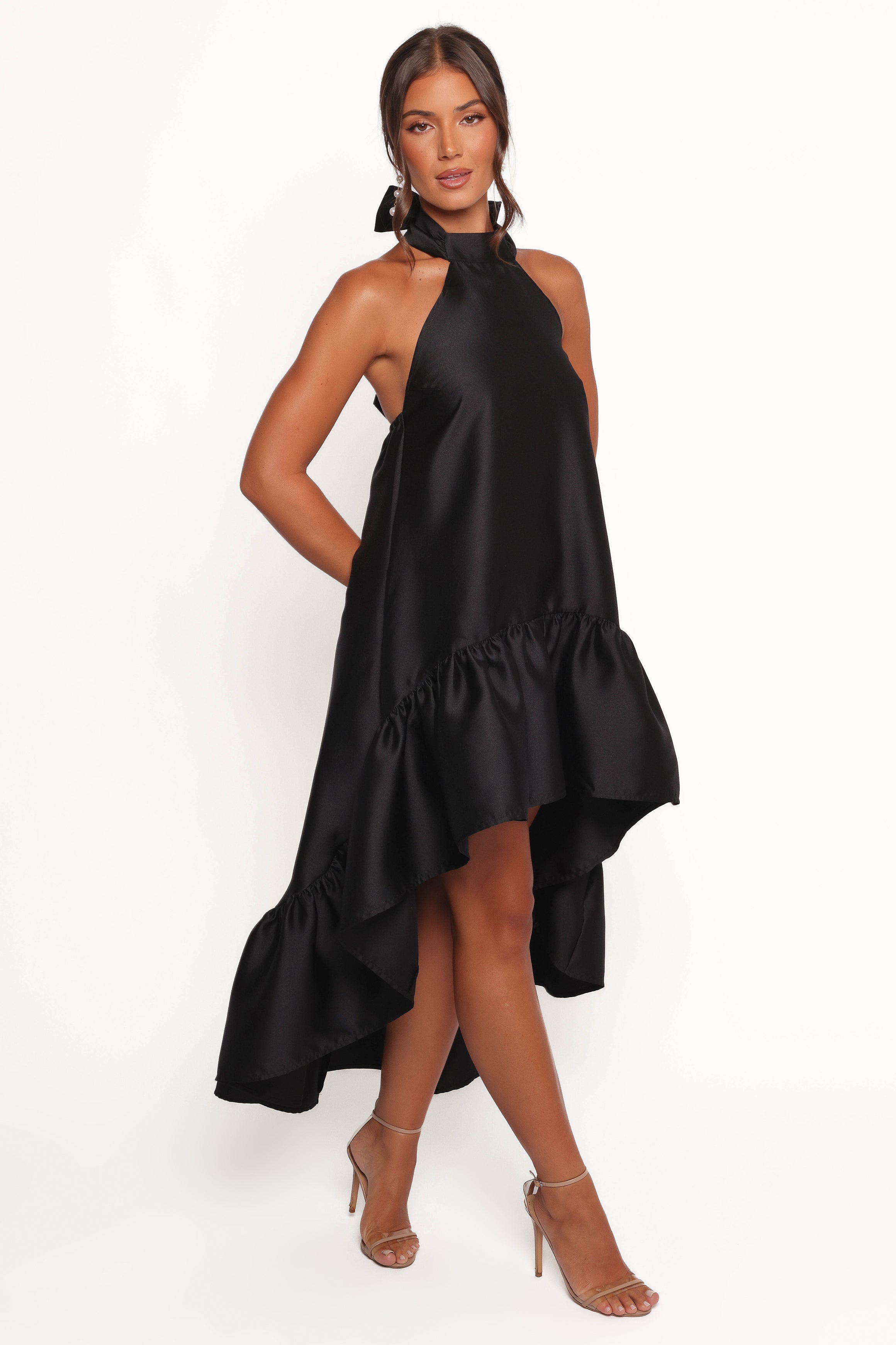 Petal and Pup USA DRESSES Soren Halterneck Midi Dress - Black