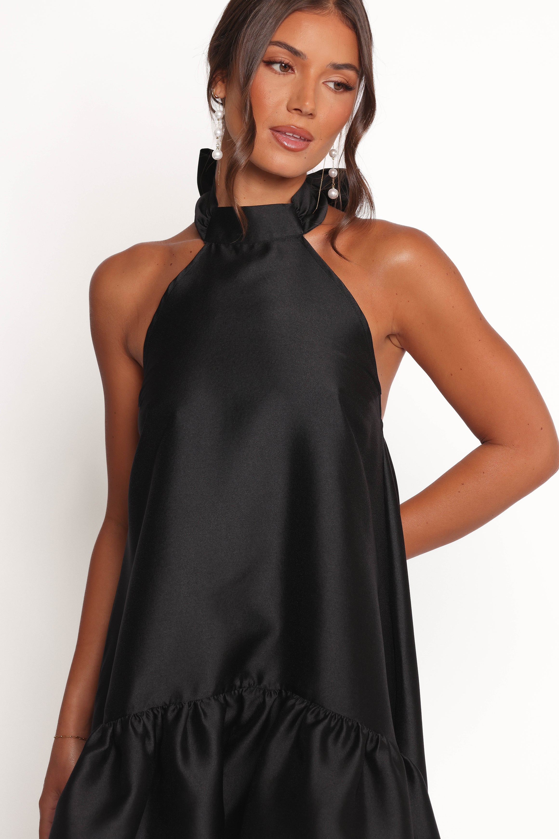 Petal and Pup USA DRESSES Soren Halterneck Midi Dress - Black