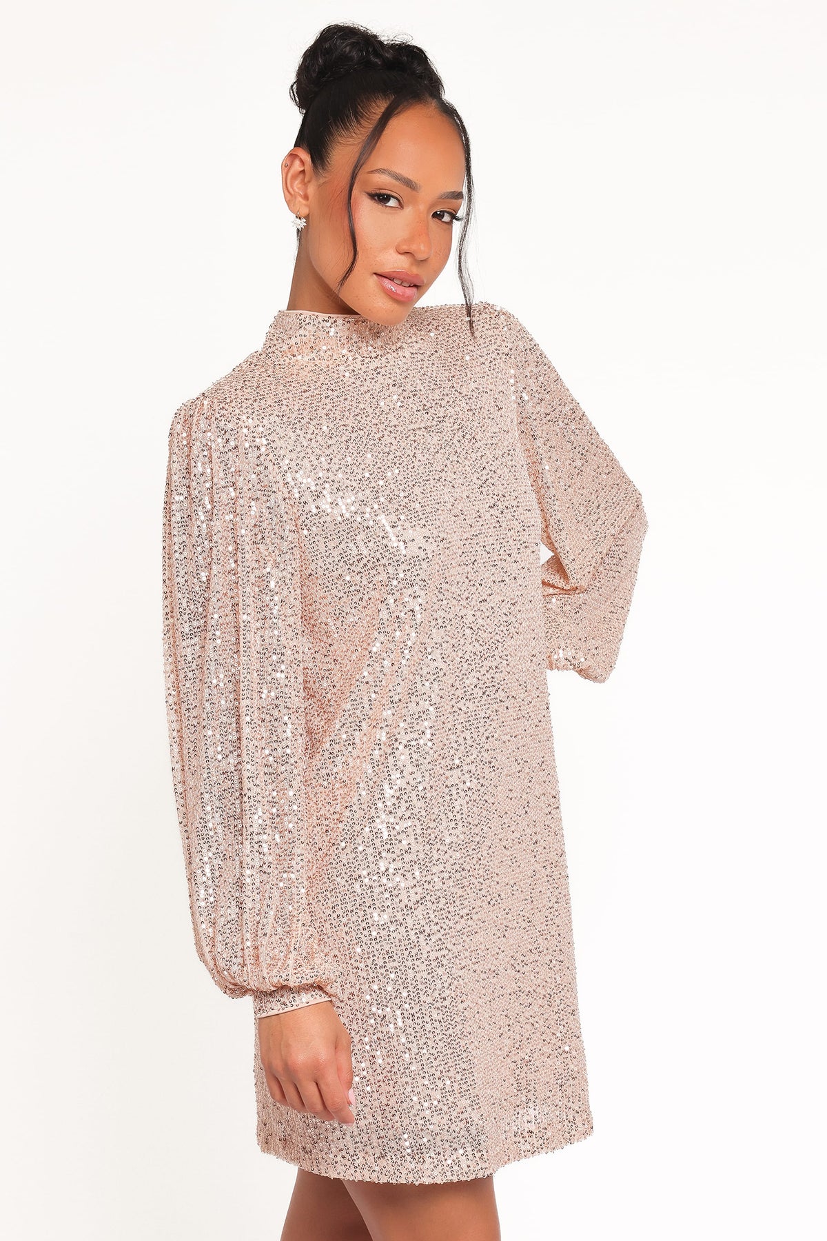 gold sequin long sleeve mini dress Springfield Dont iron your sequins Blue Dresses | J.Crew Style:Talon FestivalReady