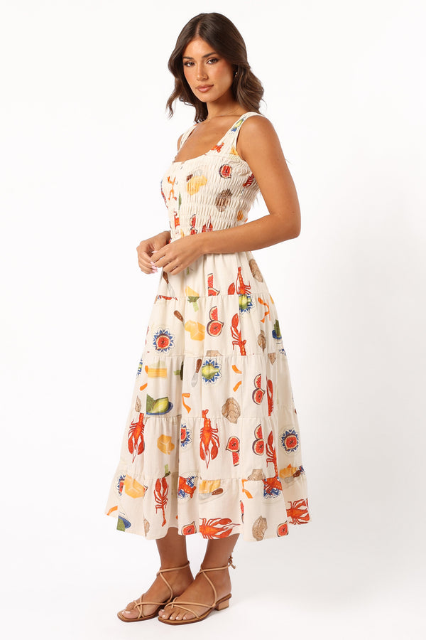 Petal and Pup USA DRESSES Starlette Midi Dress - Cream Multi