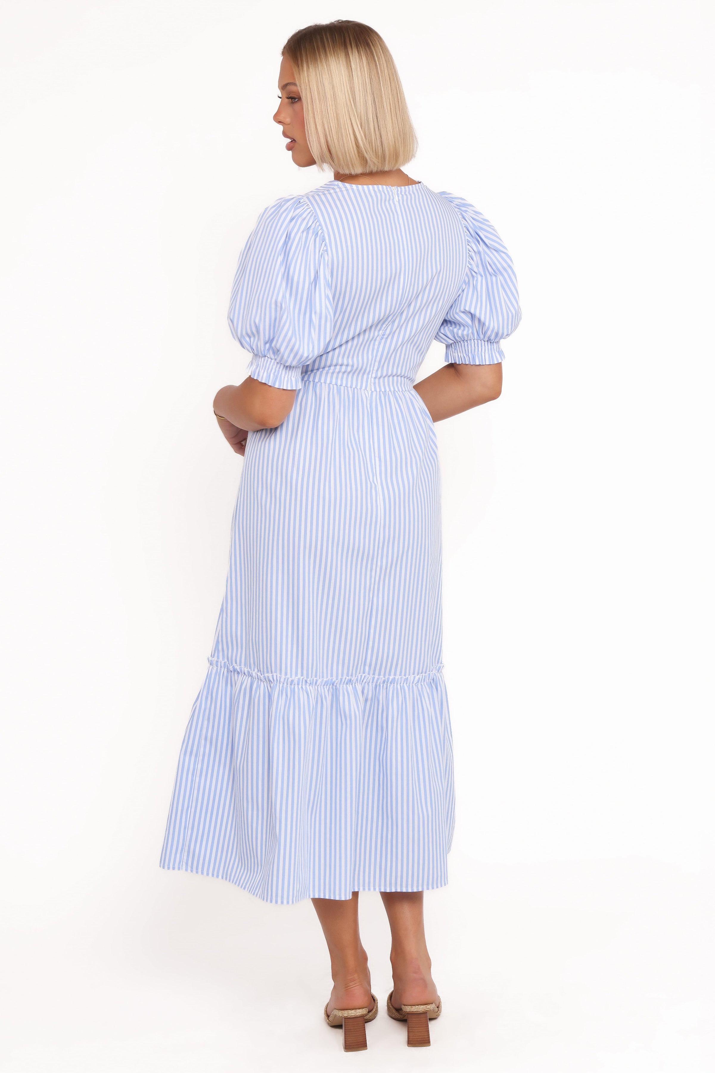 Petal and Pup Women's Steele Puff Sleeve Midi Dress - Blue Stripe Petal and Pup Women's Steele Puff Sleeve Midi Dress - Blue Stripe