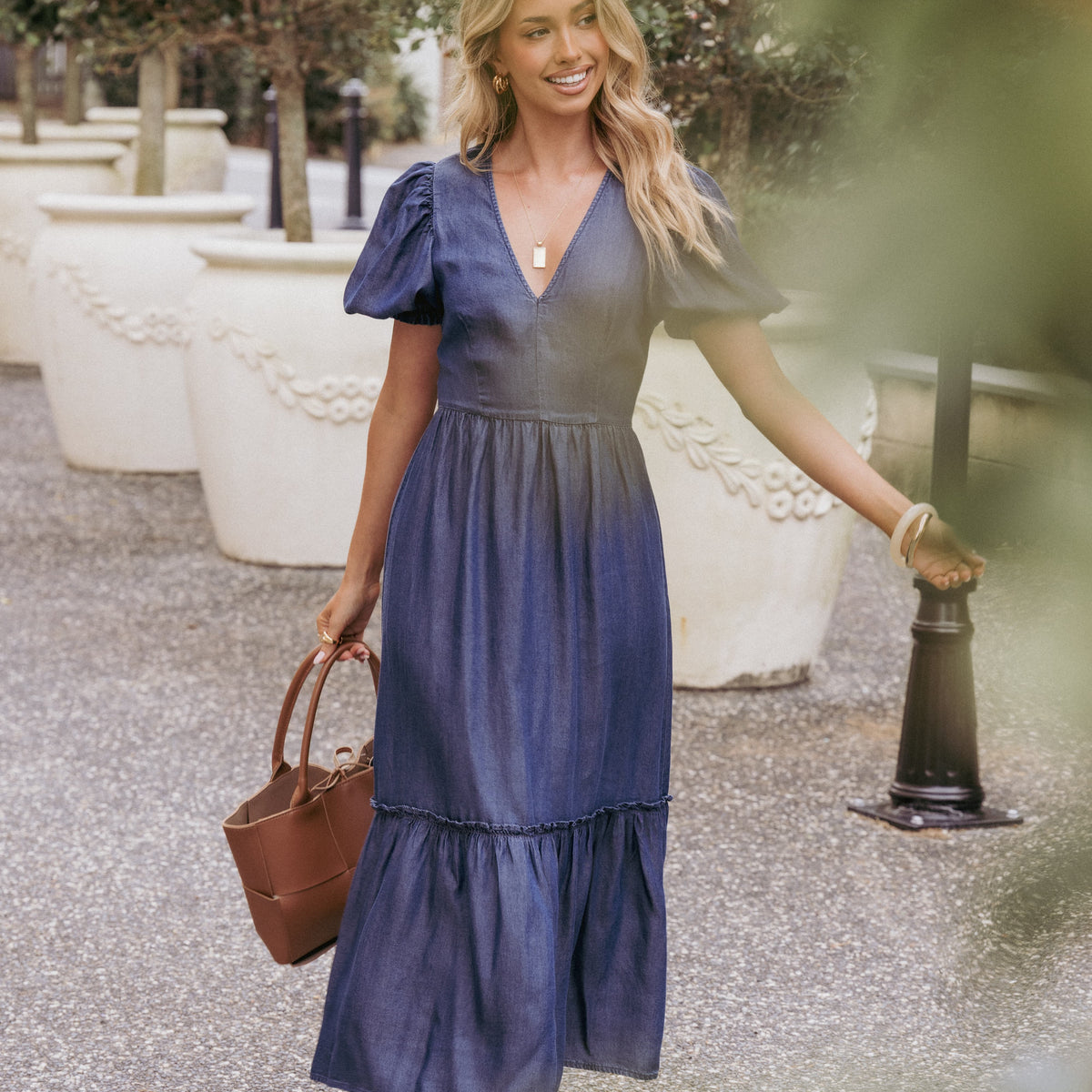 puff sleeve midi dress formal Surplice Puff Sleeve Midi Dress Deep Teal / S