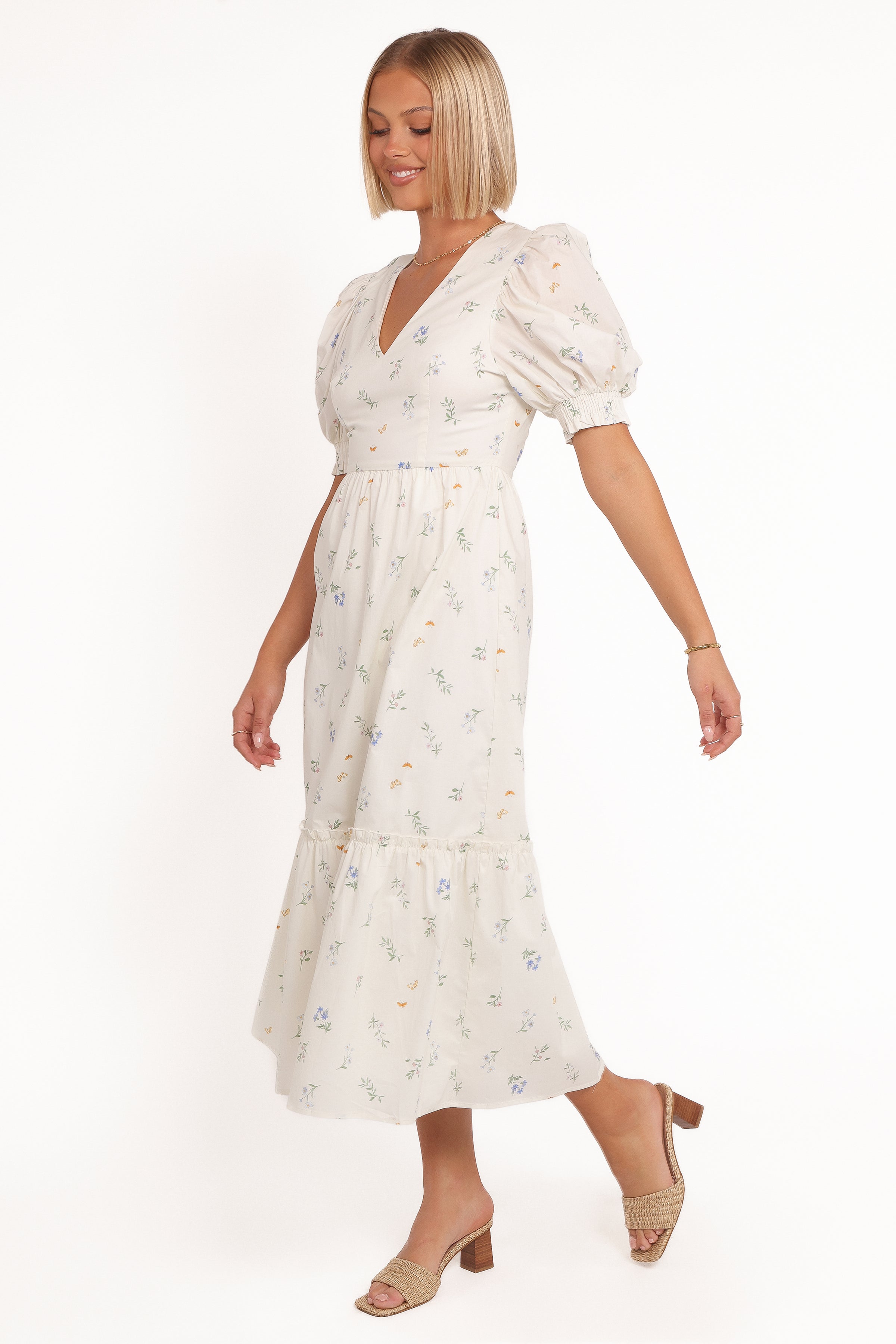 Petal and Pup USA DRESSES Steele Puff Sleeve Midi Dress - Floral