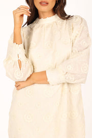 Petal and Pup USA DRESSES Stefania Long Sleeve Mini Dress - Cream
