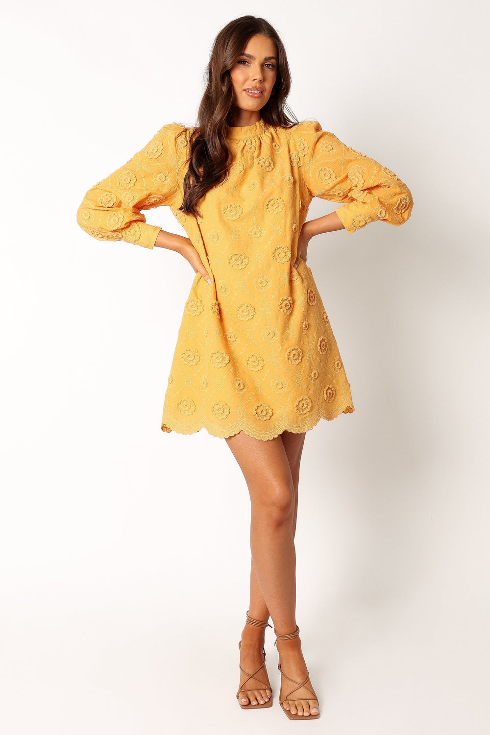 Petal and Pup USA DRESSES Stefania Long Sleeve Mini Dress - Mustard