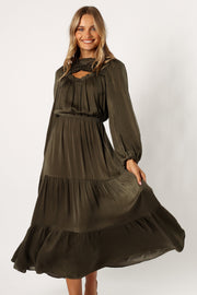 Petal and Pup USA DRESSES Suella Long Sleeve Maxi Dress - Olive