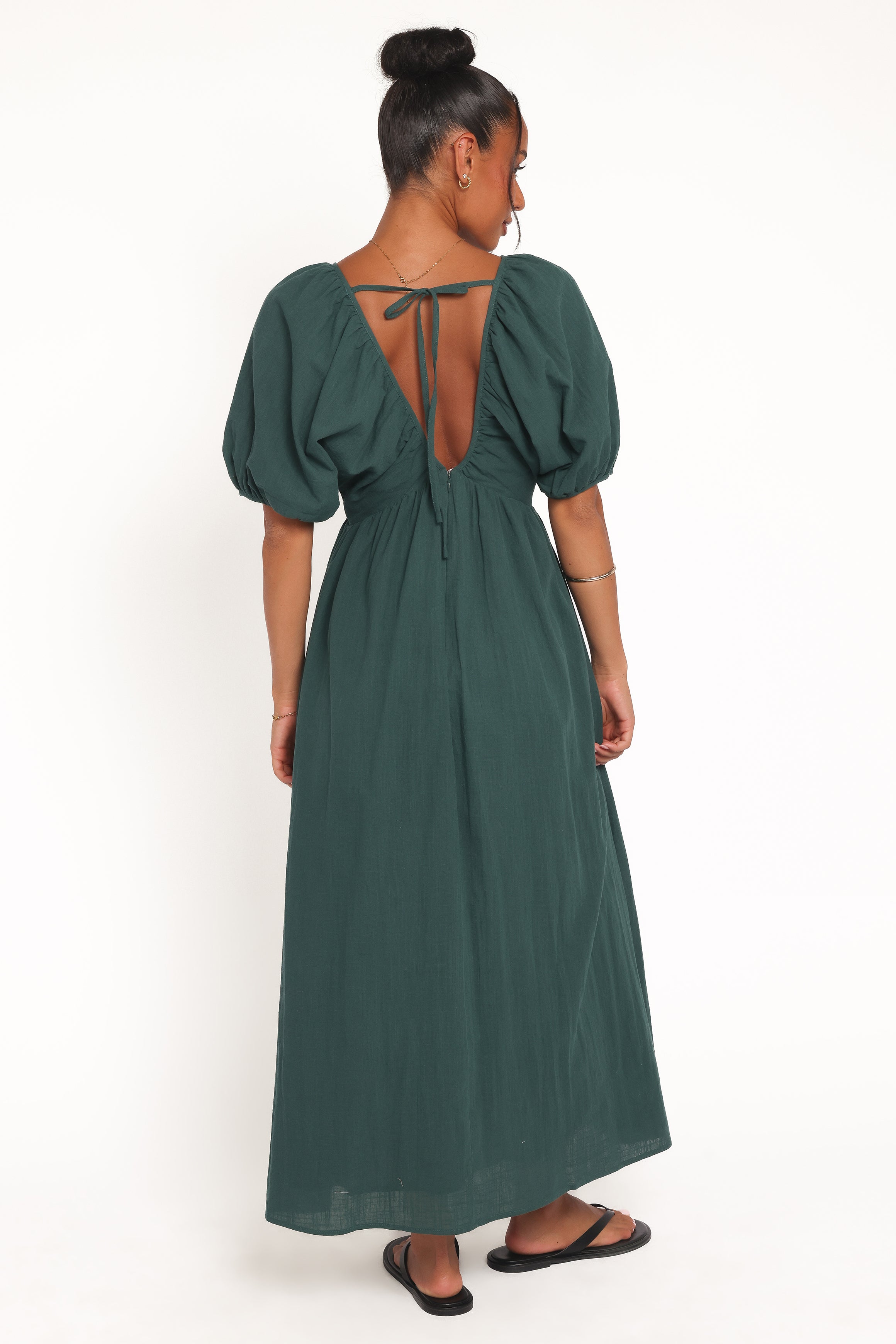 Petal and Pup USA DRESSES Sullivan Puff Sleeve Maxi Dress - Forest Green