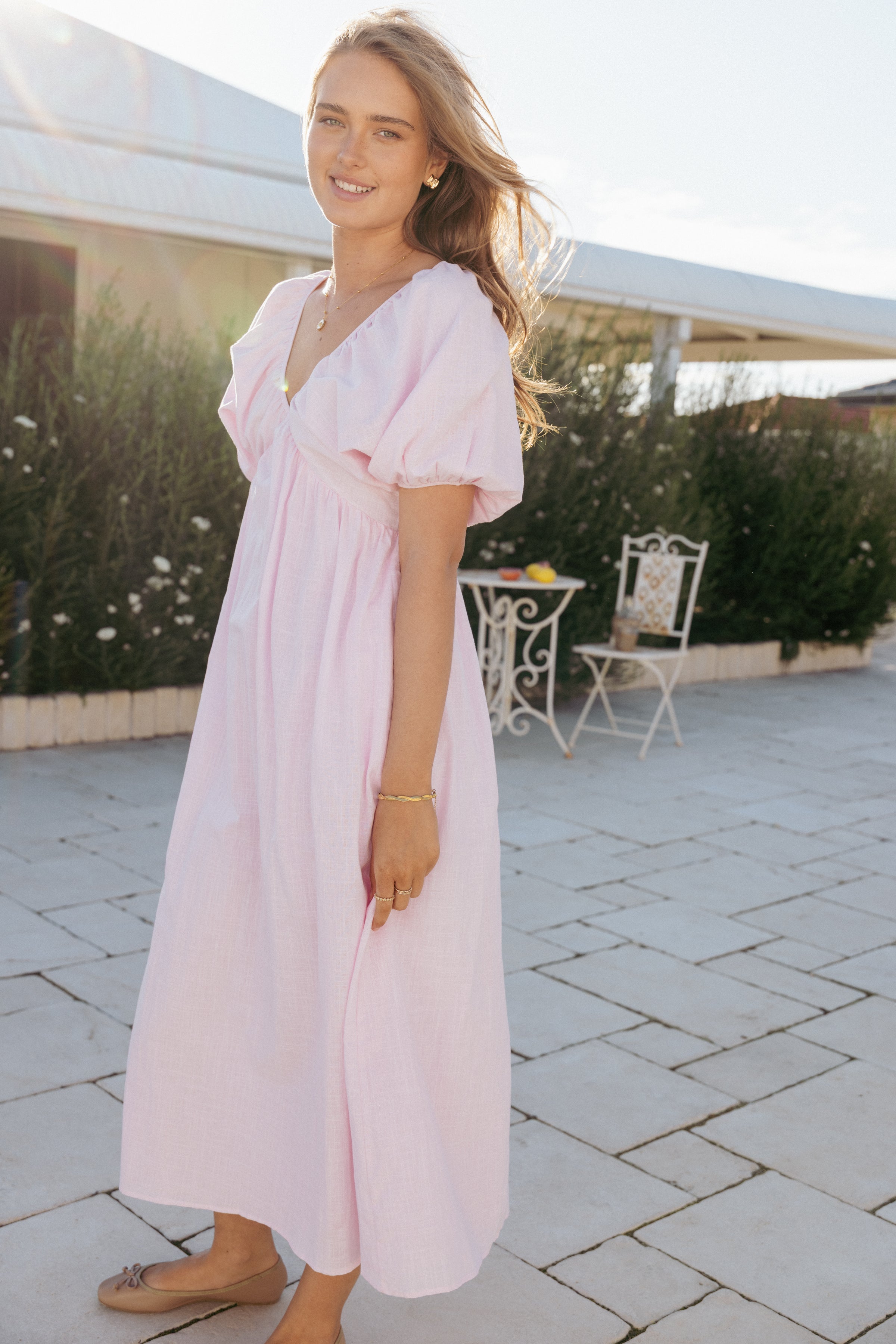 Petal and Pup USA DRESSES Sullivan Puff Sleeve Maxi Dress - Pink