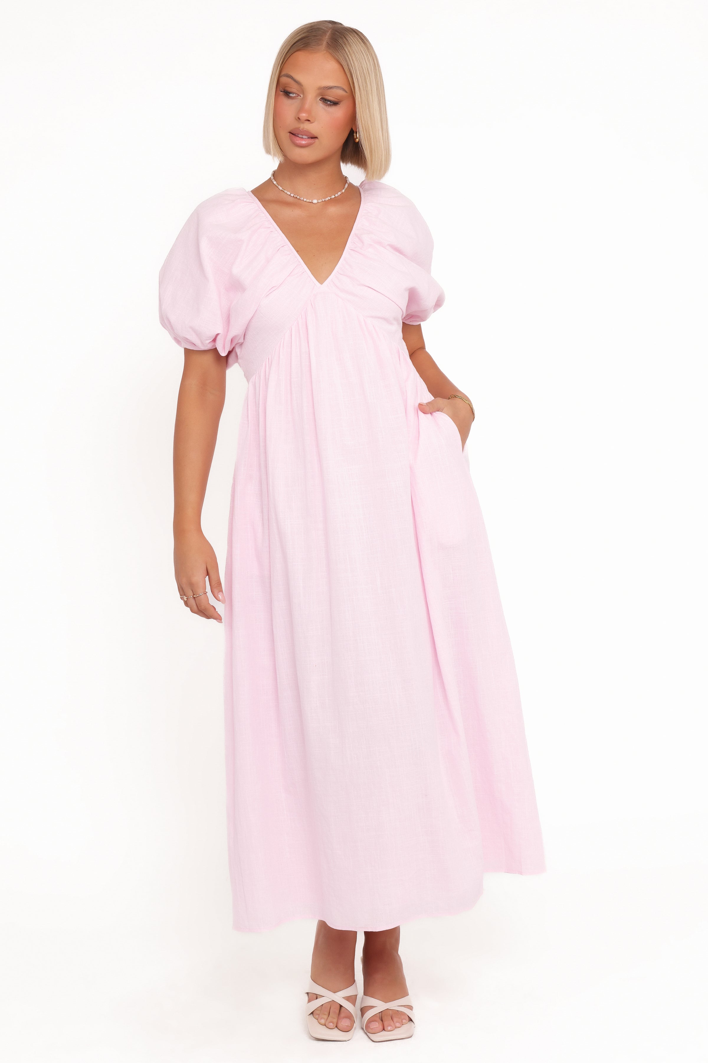 Petal and Pup USA DRESSES Sullivan Puff Sleeve Maxi Dress - Pink