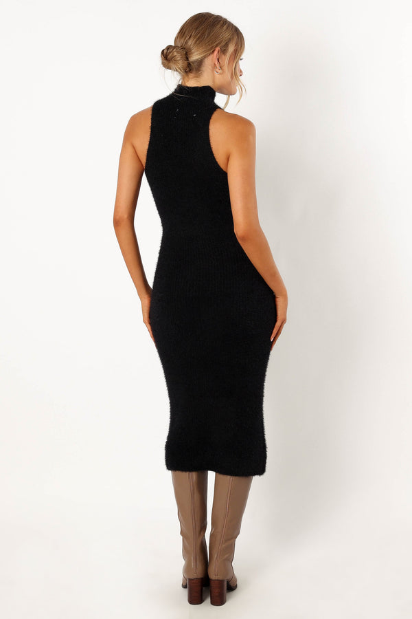 Petal and Pup USA DRESSES Sunni Turtleneck Midi Dress - Black