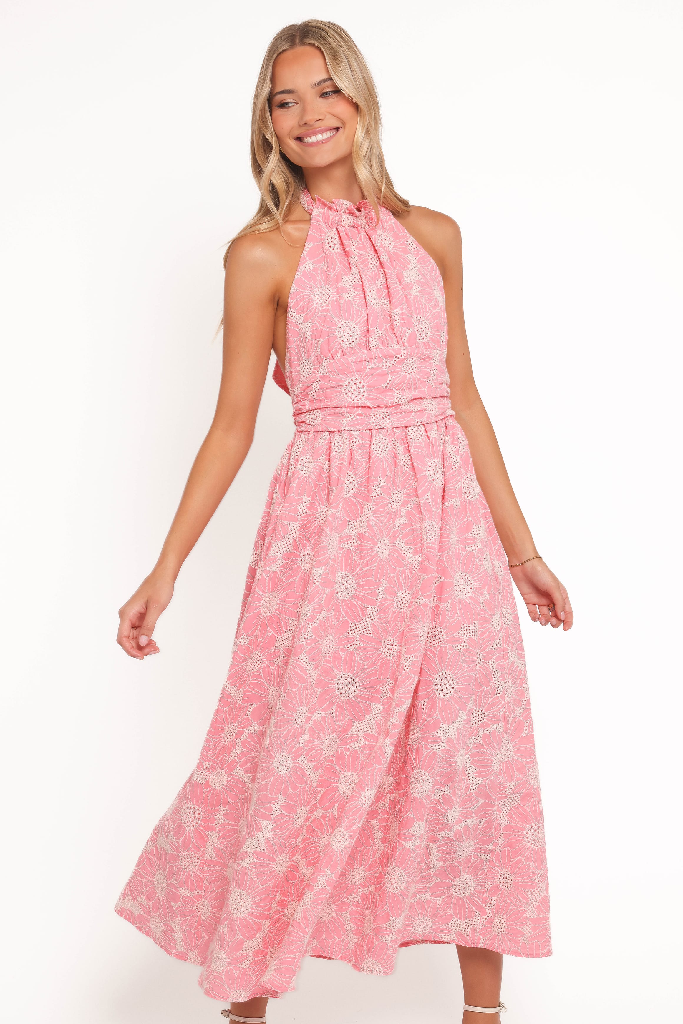 Petal and Pup USA DRESSES Taila Halterneck Midi Dress - Pink