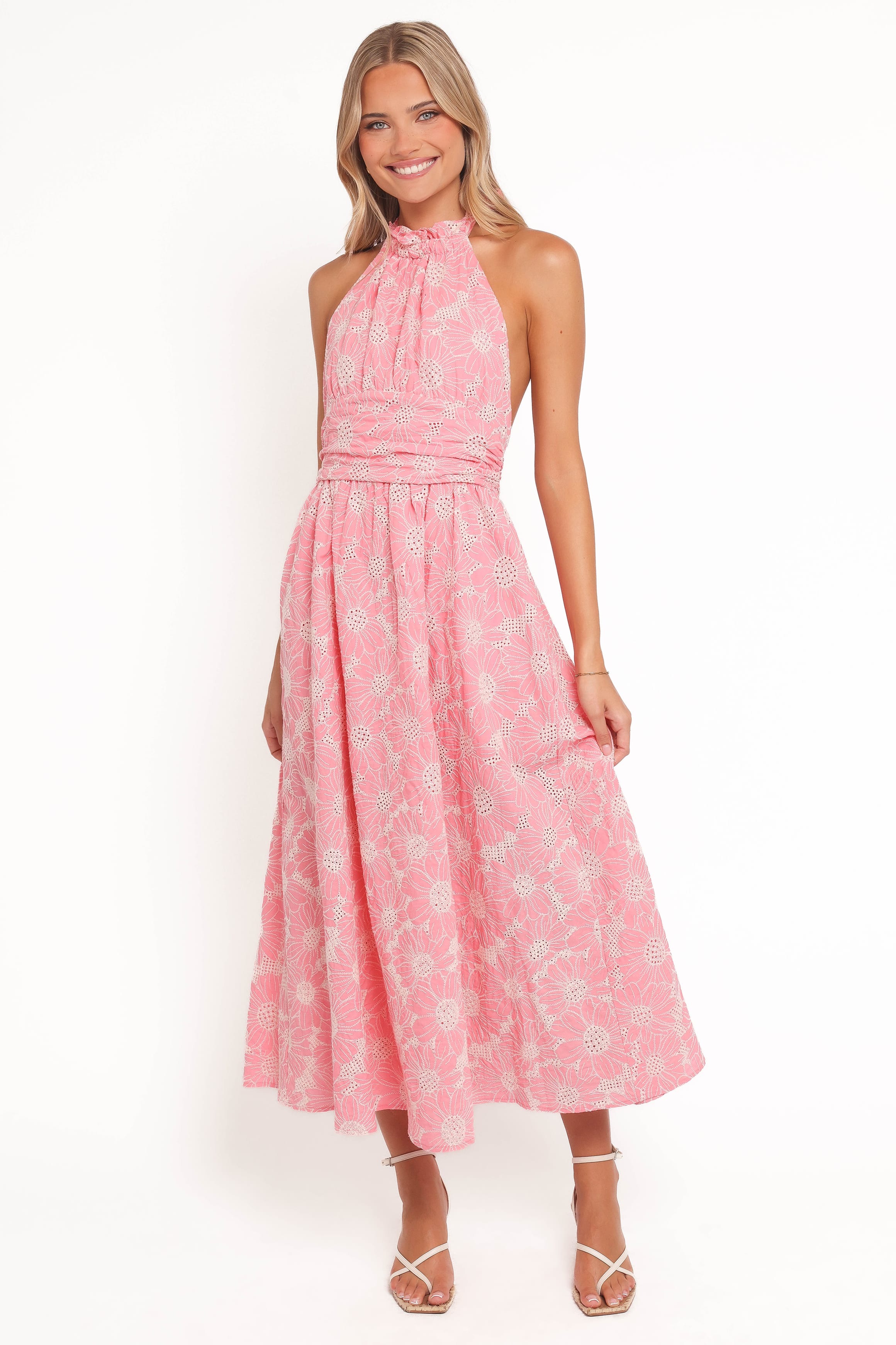 Petal and Pup USA DRESSES Taila Halterneck Midi Dress - Pink