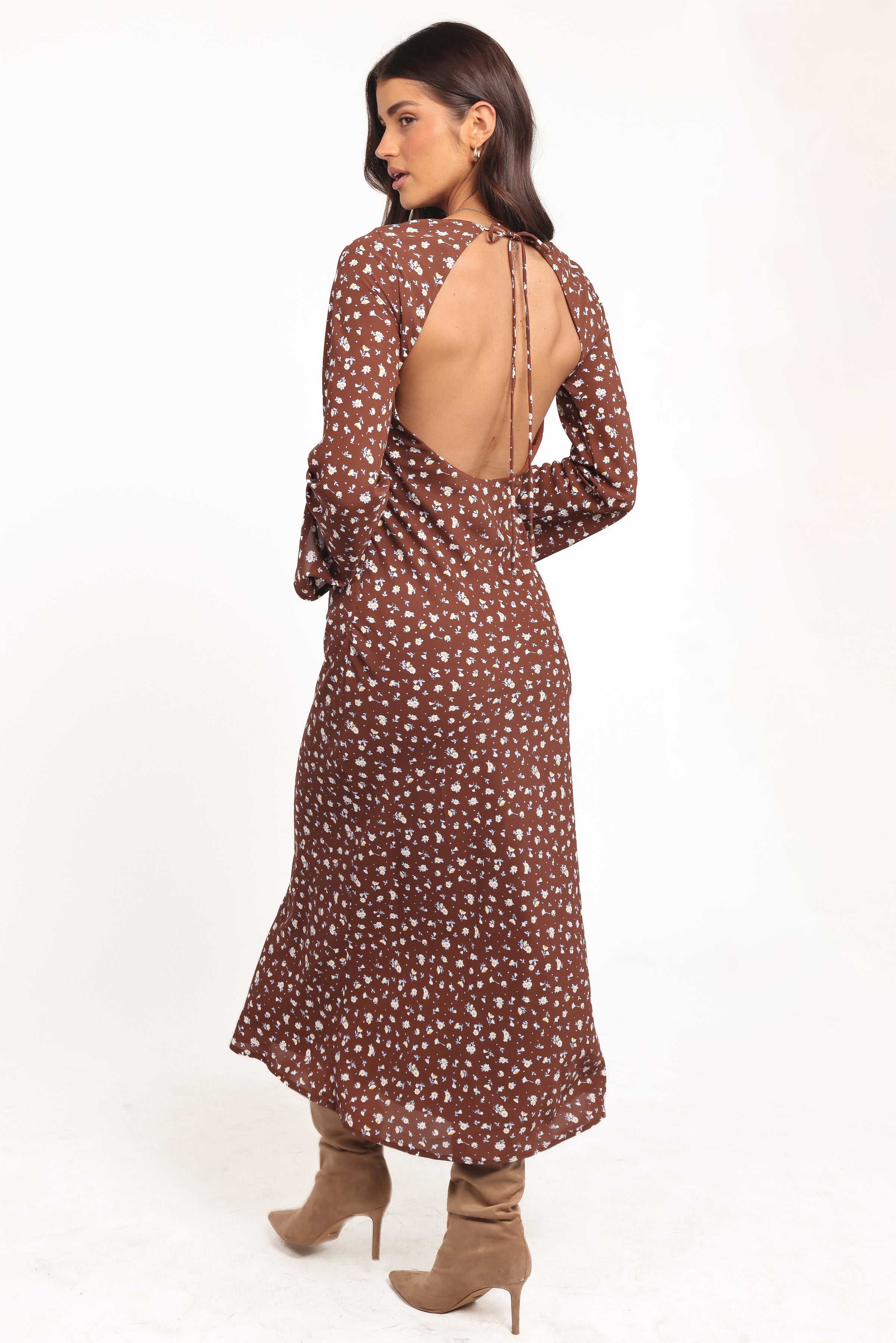 Petal and Pup USA DRESSES Talitha Maxi Dress - Brown Floral