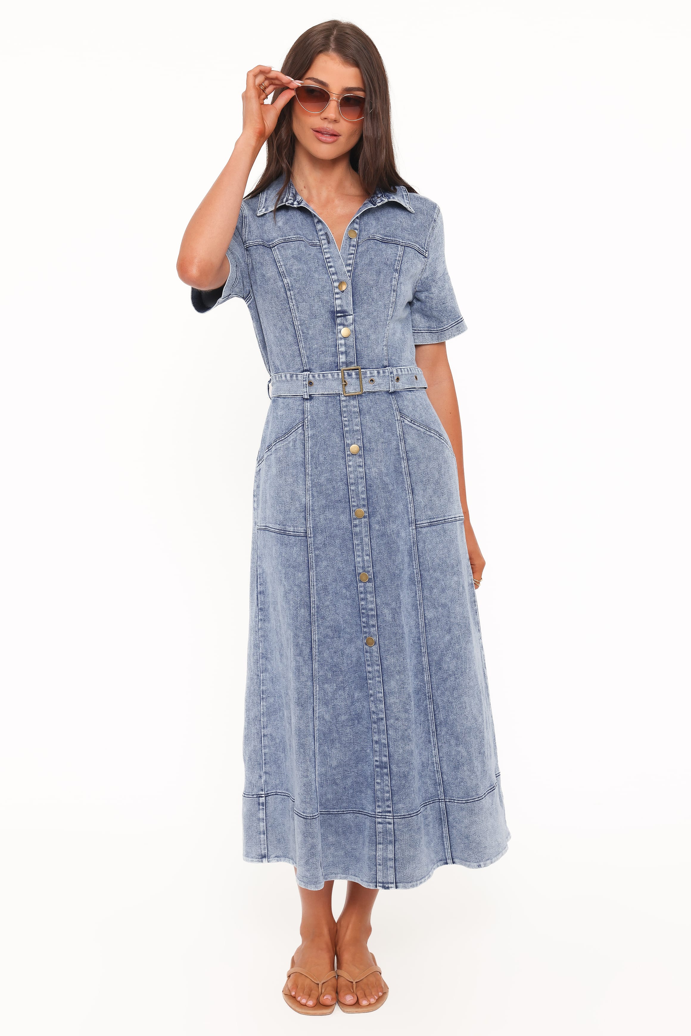Petal and Pup USA DRESSES Tamara Maxi Dress - Med Denim
