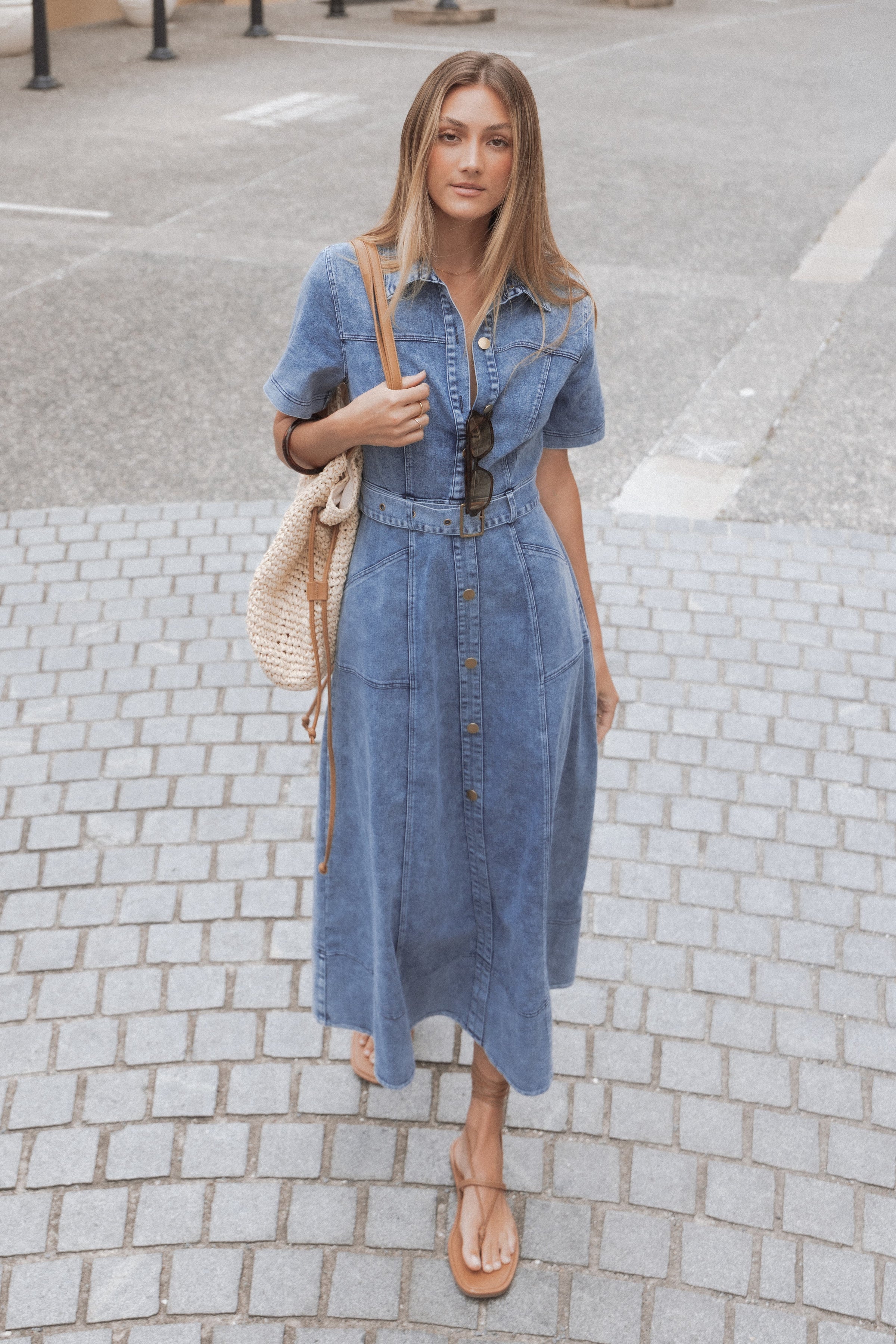 Petal and Pup USA DRESSES Tamara Maxi Dress - Med Denim