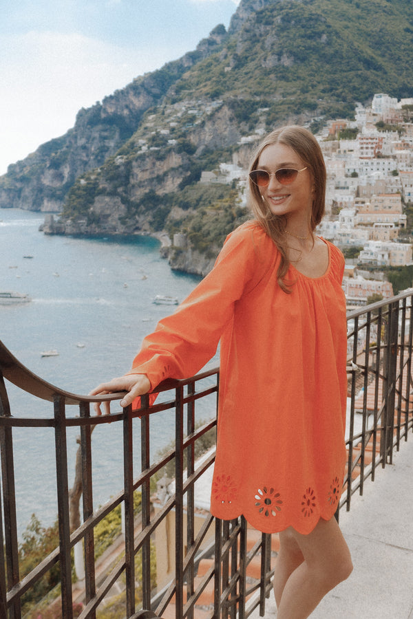 Petal and Pup USA DRESSES Tampa Long Sleeve Mini Dress - Orange