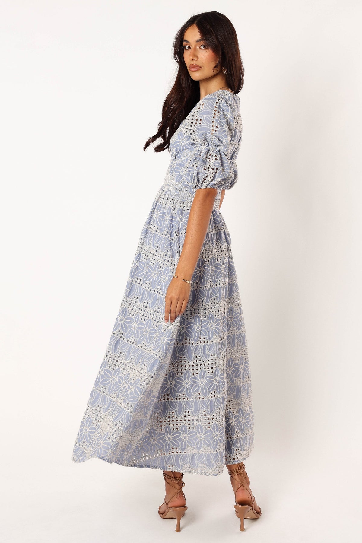 tani eyelet puff sleeve cotton blend maxi dress Petal and Pup Women's Tani Midi Dress