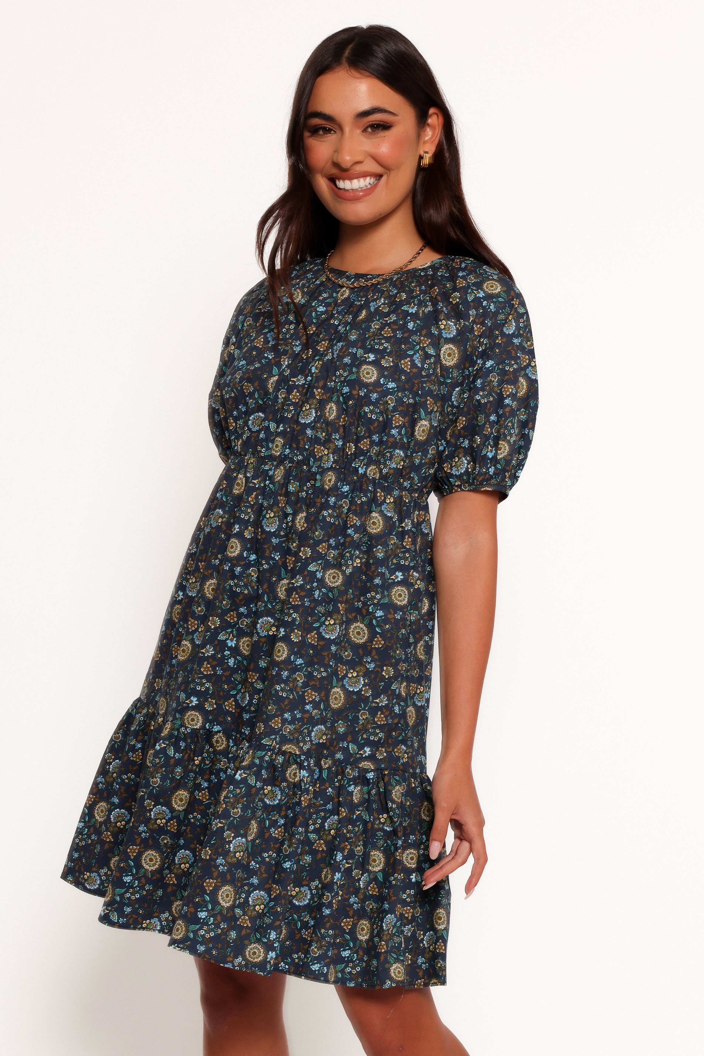 Petal and Pup USA DRESSES Tasmin Midi Dress - Blue Floral