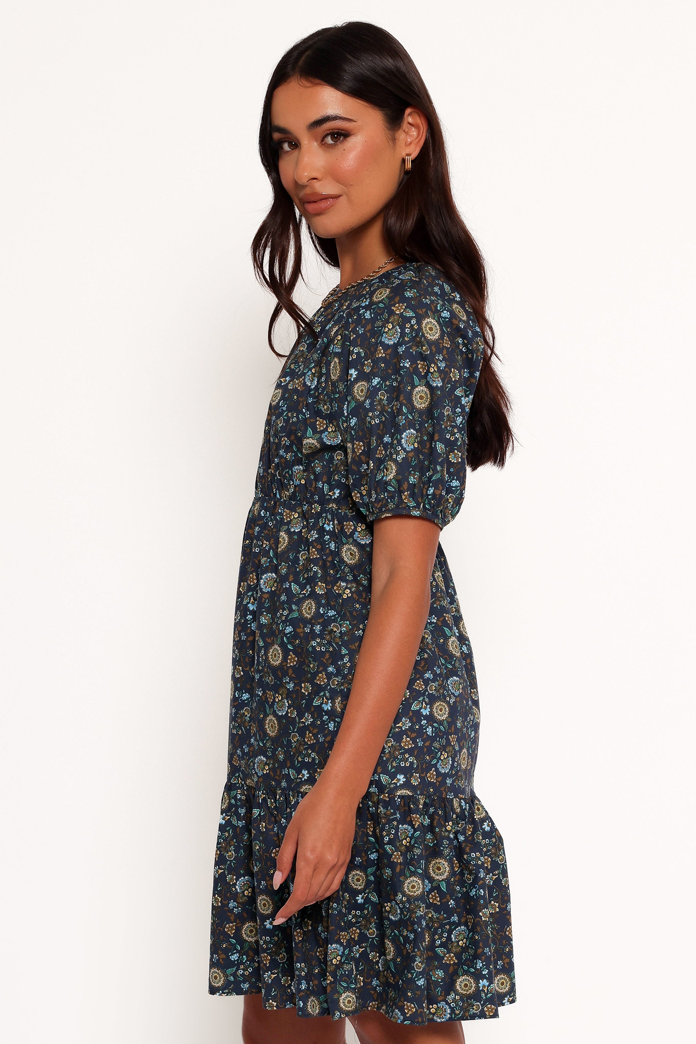 Petal and Pup USA DRESSES Tasmin Midi Dress - Blue Floral